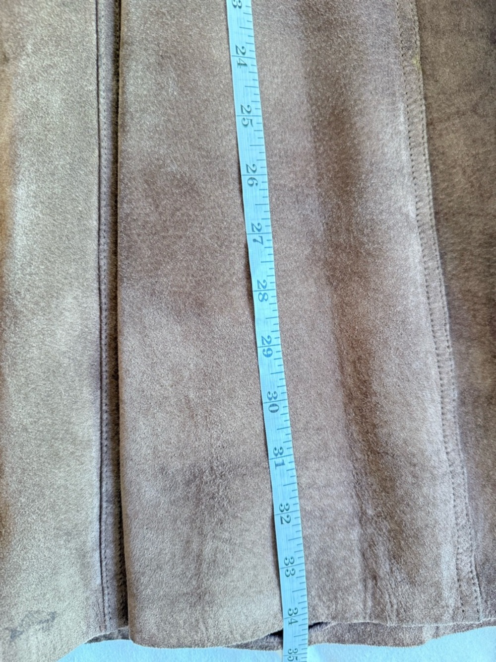 Vintage Liz Claiborne Lizwear Suede Leather Midi Skirt Tan Size 12 - Picture 7 of 7